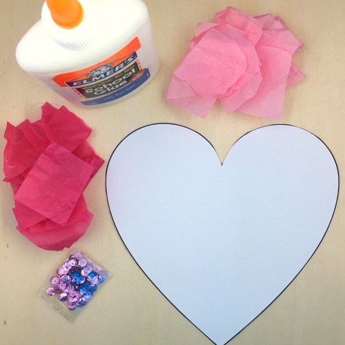 tissue paper heart craft project for preschool and kindergarten