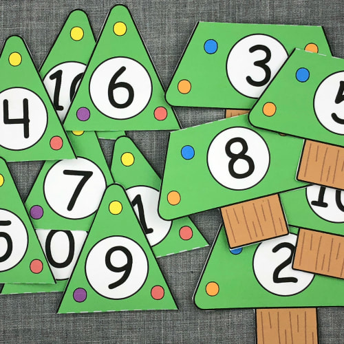 holiday tree number puzzles for preschool