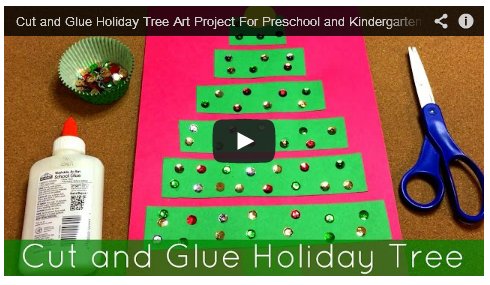 Cut and Glue Holidat Tree Art Project For Preschool and Kindergarten