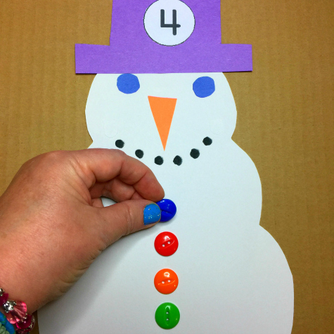 Snowman Button Counting Math and Fine Motor Activity For Preschool and Kindergarten