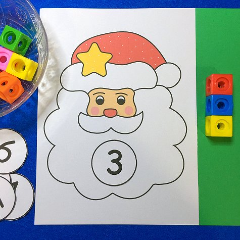 santa math mat for preschool and kindergarten