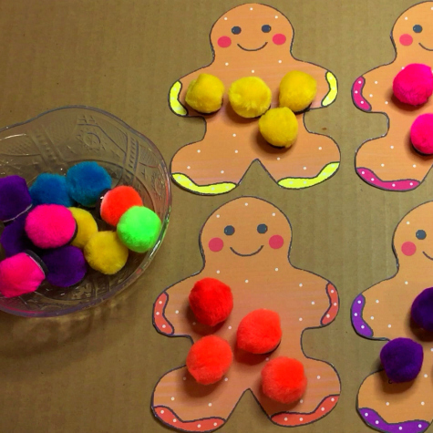 Gingerbread Pom Pom Match Fine Motor Skills and Color Recognition Activity for Preschool and Kindergarten 