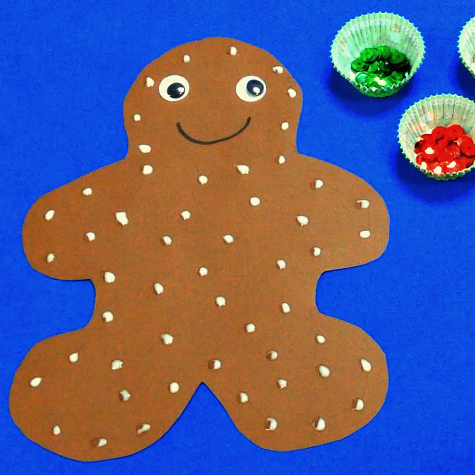 sequin gingerbread finemotor craft for preschool and kindergarten