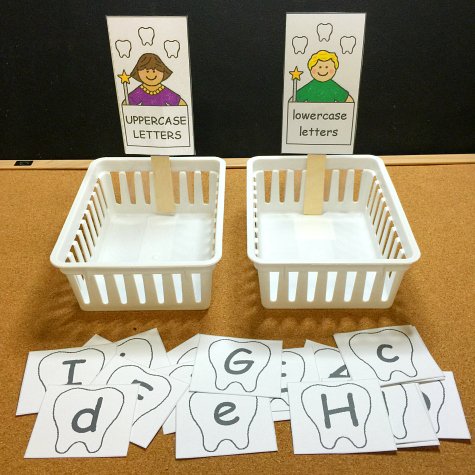 Tooth Fairy Letter Sorting Activity For Preschool and Kindergarten