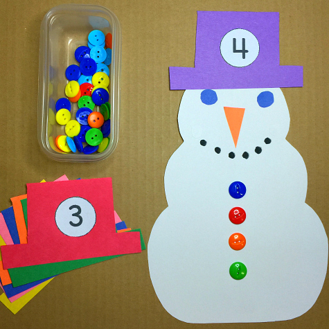 Snowman Button Counting Math and Fine Motor Activity For Preschool and Kindergarten
