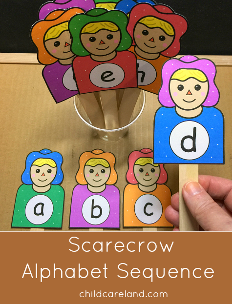 scarecrow alphabet sequence for preschool and kindergarten
