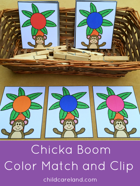 chicka chicka boom boom color match and clip for presschool and kindergarten