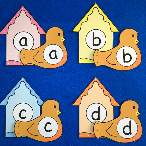 birdhouse alphabet match for preschool and kindergarten