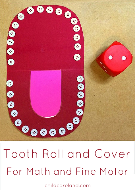 Botton Tooth Roll and Cover Math Center For Preschool and Kindergarten