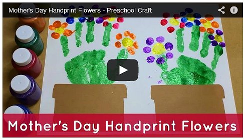 Mother's Day Handprint Flowers Craft Project For Preschool and Kindergarten