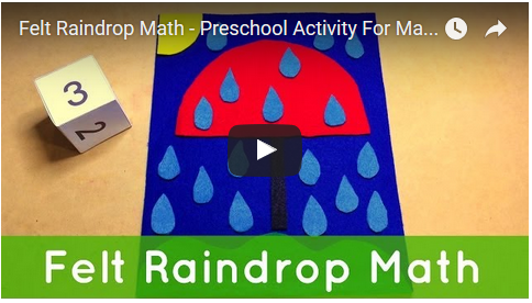 felt raindrop math for preschool and kindergarten