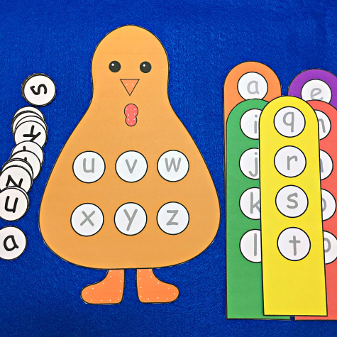 turkey alphabet match for prescool and kindergarten