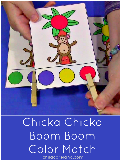 Chicka Chicka Boom Boom Color Clothespin Cards Preschool and Kindergarten Activity