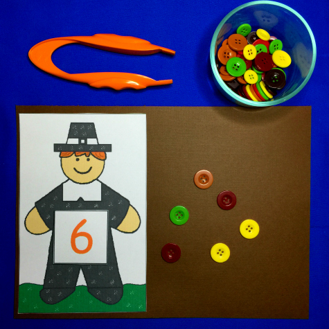 Pilgrim Button Counting Math and Fine Motor Activithy For Math and Preschool
