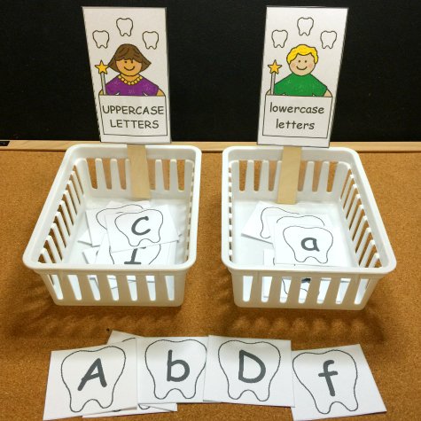 Tooth Fairy Letter Sorting Activity For Preschool and Kindergarten