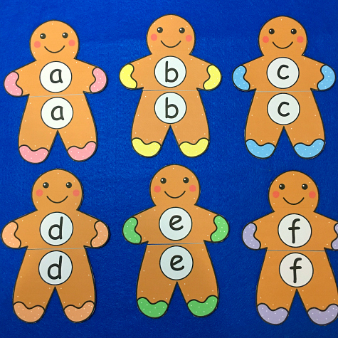 gingerbread alphabet puzzles for preschool and kindergarten