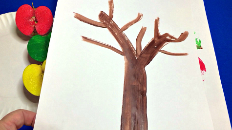 Apple Print Trees Preschool Art Project