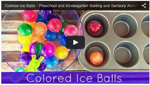 Colored Ice Balls Sensory and Sorting Activity for Preschool and Kindergarten