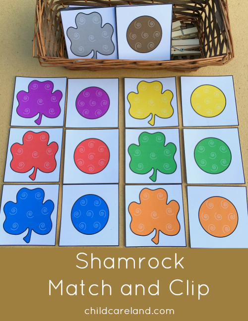 shamrock match and clip for preschool and kindergarten