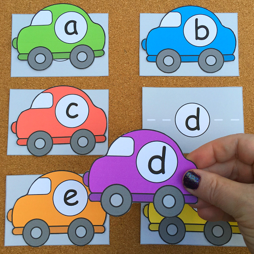 car alphabet match for preschool and kindergarten