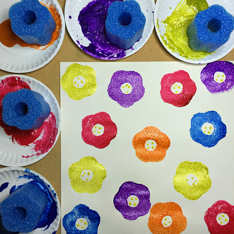 Pool Noodle Flower Prints Art Project For Preschool and Kindergarten