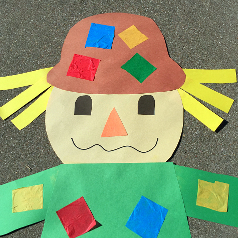 giant scarecrow craft project for preschool and kindergarten