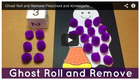 Ghost Roll and Remove Preschool and Kindergarten Math Acivity