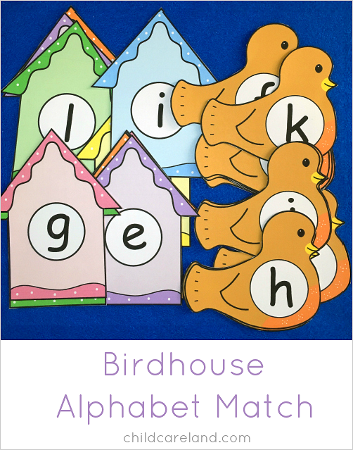 birdhouse alphabet match for preschool and kindergarten