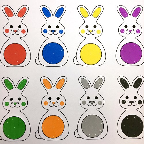bunny color file folder game for preschool and kindergarten