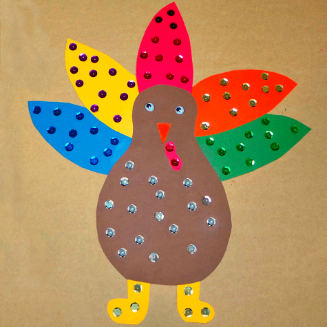 sequin turkey craft for preschool and kindergarten