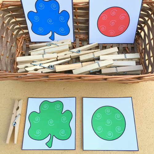 shamrock color match and clip for preschool and kindergarten