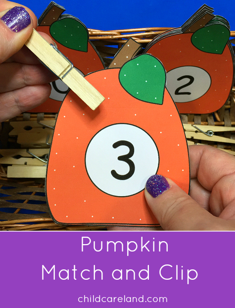 pumpkin number match and clip for preschool and kindergarten