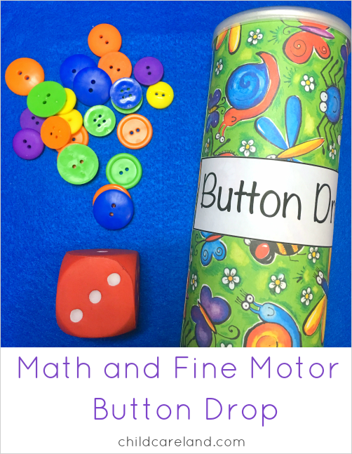 math and fine motor button drop for preschool and kindergarten