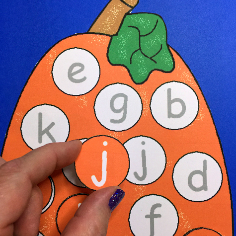 pumpkin alphabet match for preschool and kindergarten