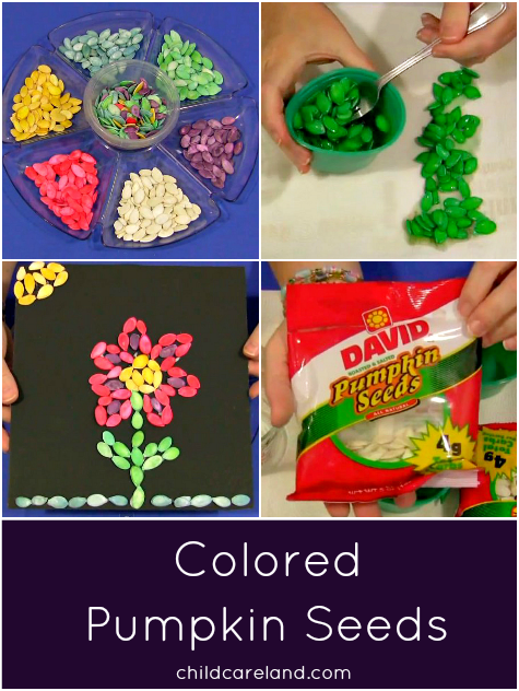 Colored Pumpkin Seeds For Preschool and Kindergarten