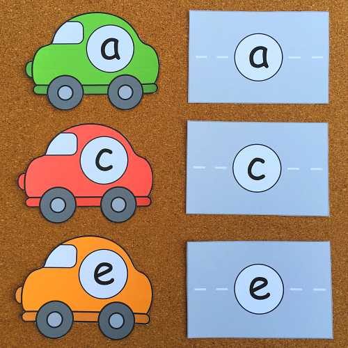 car alphabet match for preschool and kindergarten