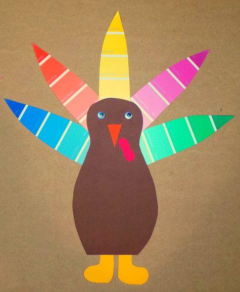 paint chip turkey craft for prescool and kindergarten