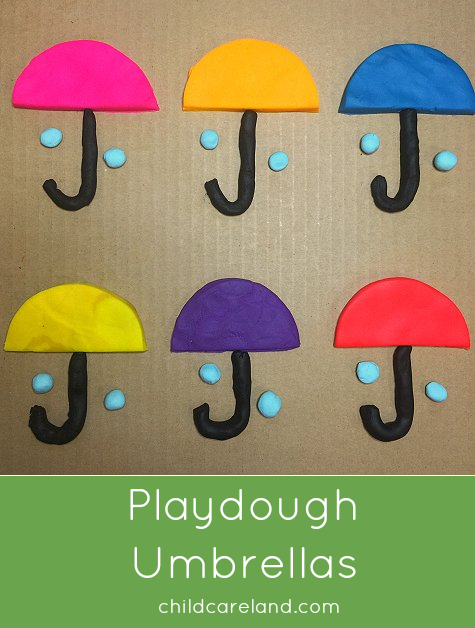 playdough umbrellas for preschool and kndergarten