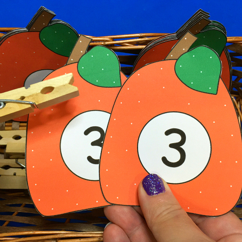 pumpkin number match clip for preschool and kindergarten.