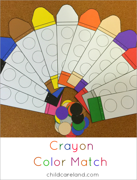 Crayon color match for preschool and kindergarten.