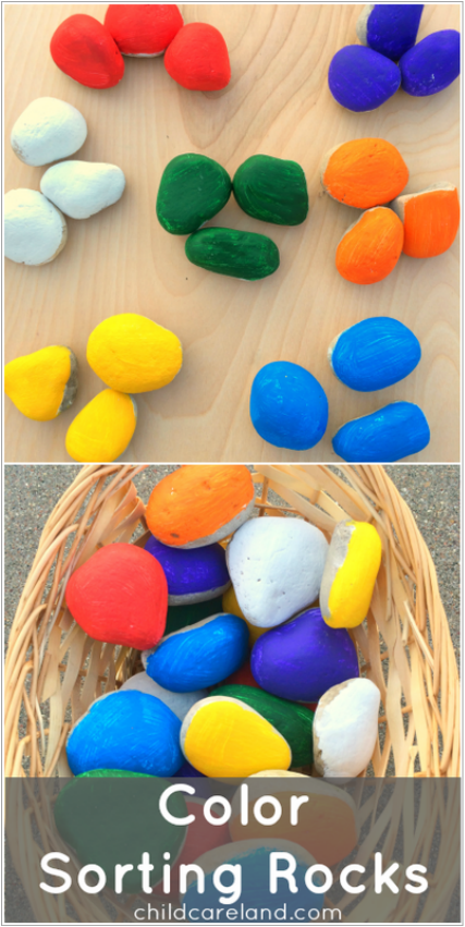Color Sorting Rocks Preschool Activity