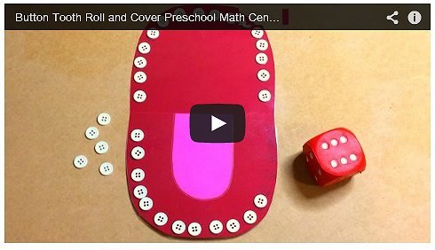 Button Tooth Roll and Cover Math Center For Preschool and Kindergarten
