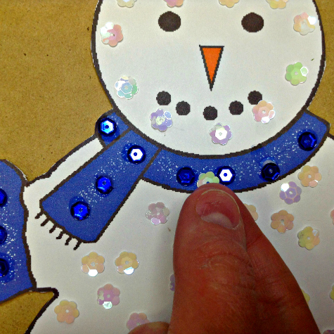 Sequin Snowman Fine Motor Skills Art Project For Preschool and Kindergarten