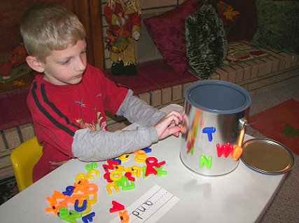 Paint Can With Magnetic Letters and Numbers
