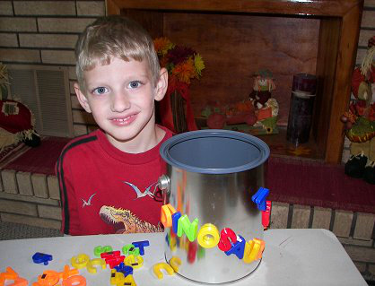 Paint Can With Magnetic Letters and Numbers