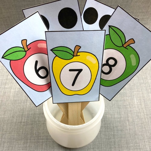 apple number match sticks for preschool and kindergarten