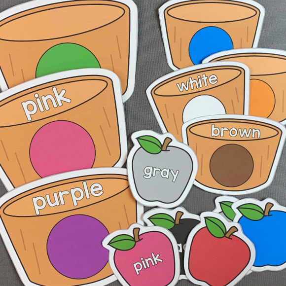 apple color match activity for preschool and kindergarten