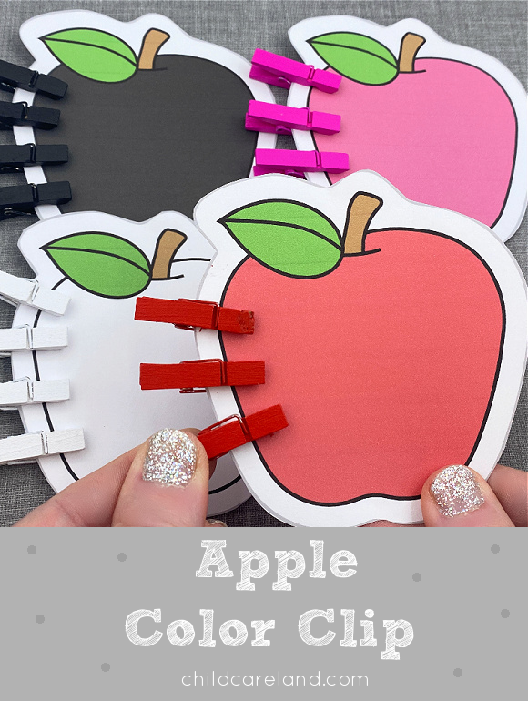 Fine motor apple color clip for preschool and kindergartgen