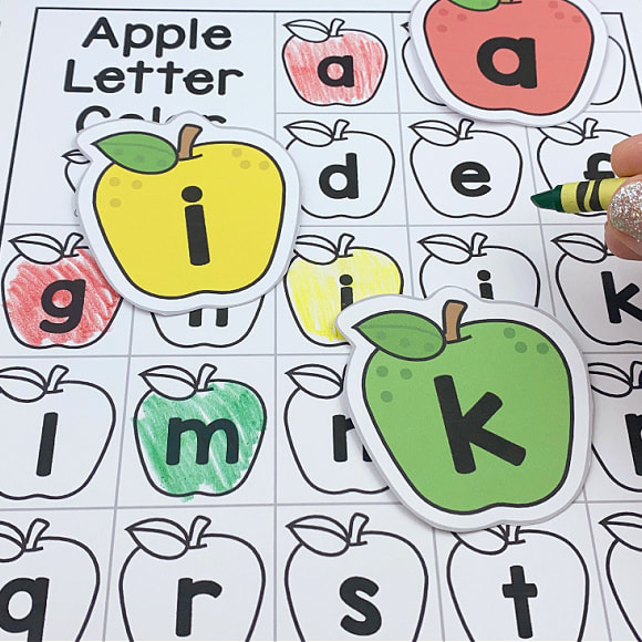 apple letter color for preschool and kindergarten