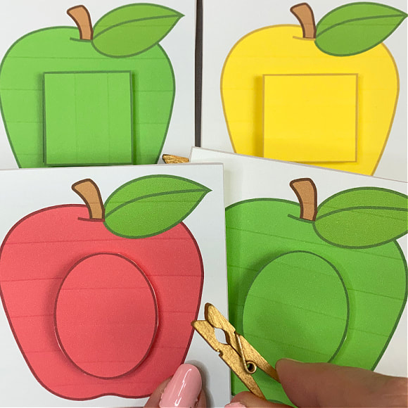 apple shape match and clip activity for preschool and kindergartn